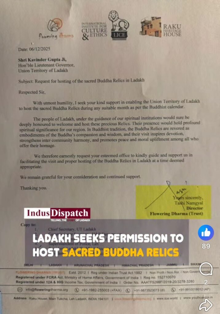 Ladakh Seeks Permission To Host Sacred Buddha Relics