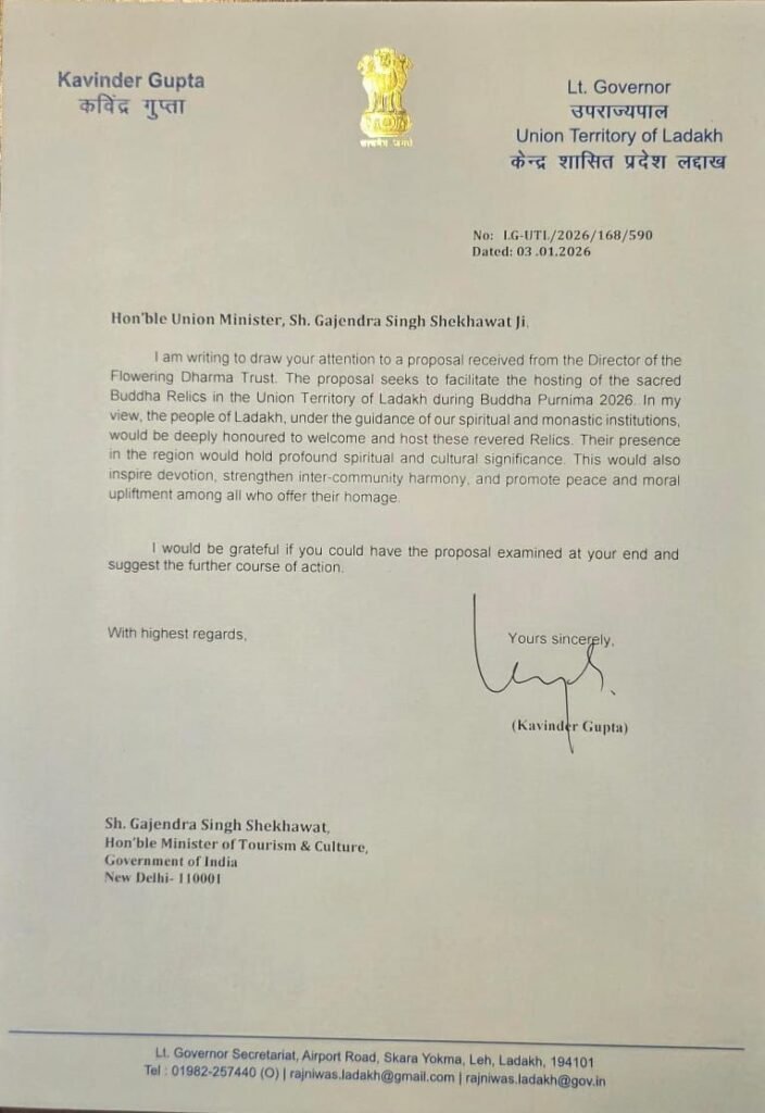 Proposal to Bring Sacred Buddha Relics to Ladakh During Buddha Purnima 2026